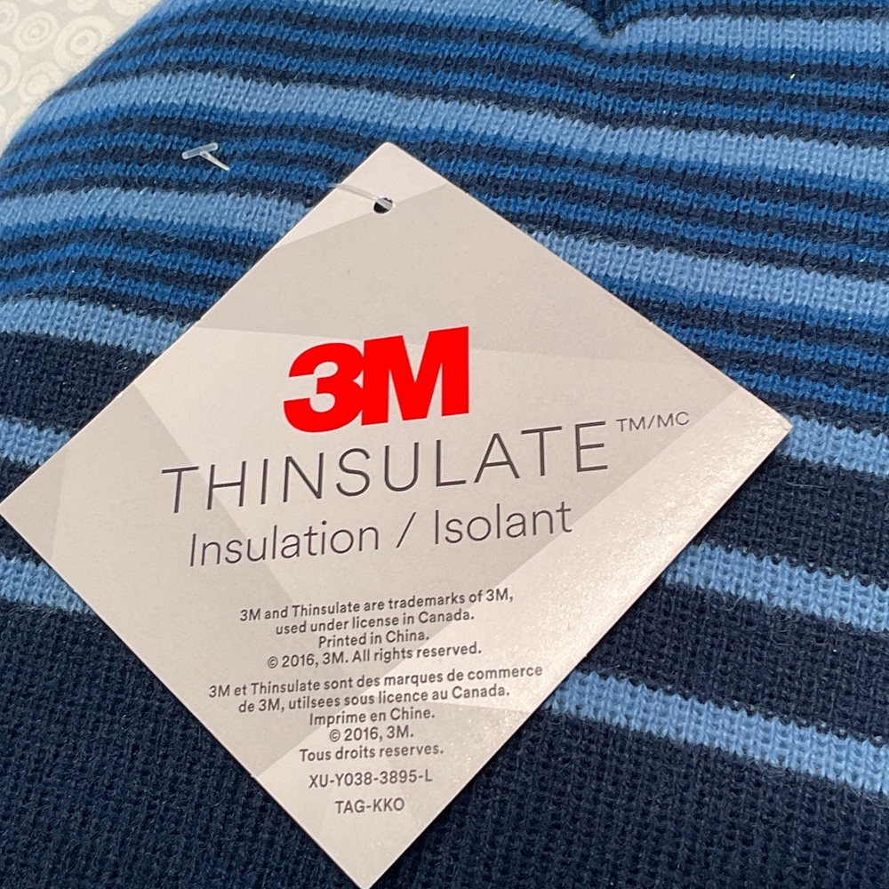 3M Thinsulate Blue Striped Beanie - Picture 2 of 5